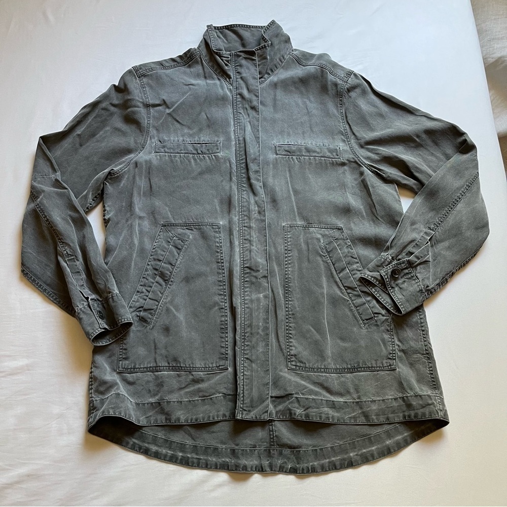 FILIPPA K grey garment dyed utility zip up long sleeve jacket‎ shacket